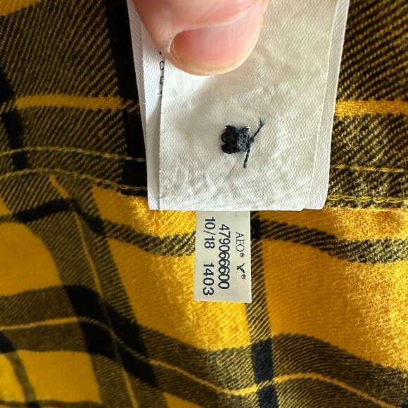 American Eagle Classic Oversized Flannel - Yellow / Black - L - Picture 5 of 5